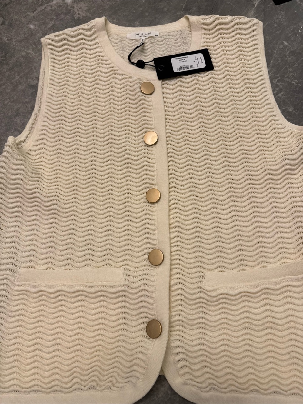 rag & bone Cream Vivi vest with gold
Button NWT